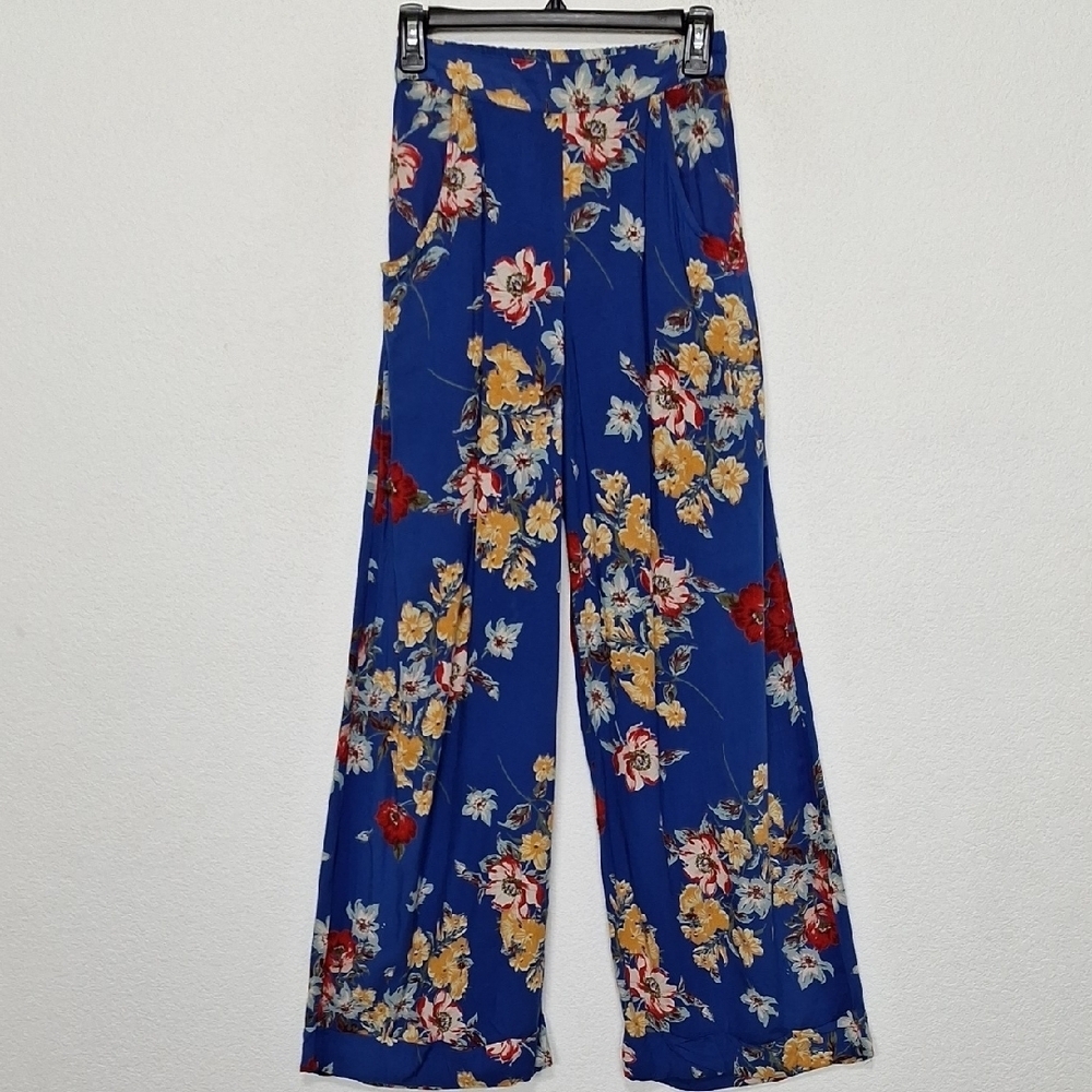 Angie Multicolor Floral Indie Sleaze Flat Front Bell Bottom Retro Pants Size S